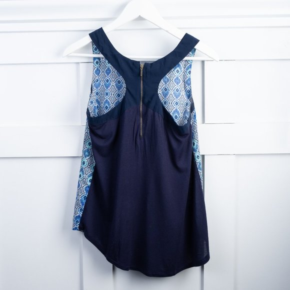 JAPNA Navy & blue pattern tank top size XS - Picture 5 of 5